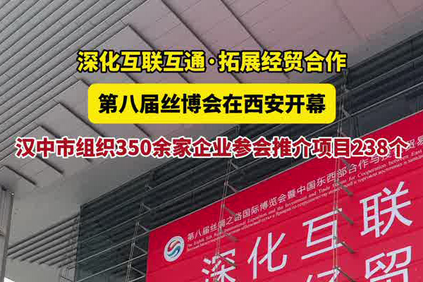 9月20日上午，第八届丝绸之路国际博览会暨中国东西部合作与投资贸易洽谈会在西安国际会展中心举办，汉中市组织350余家企业参会，将推介项目238个。
